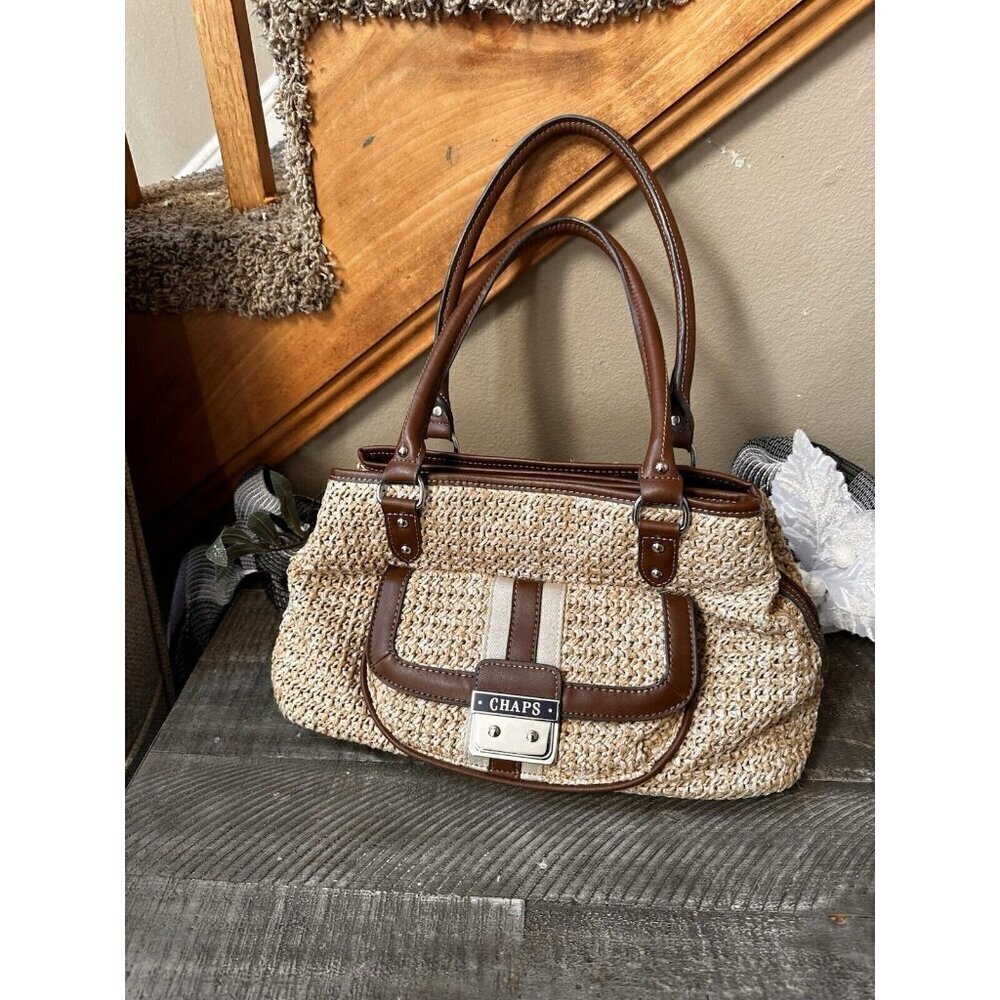 CHAPS brown Crochet/brown Leather Trim Women’s Handbag